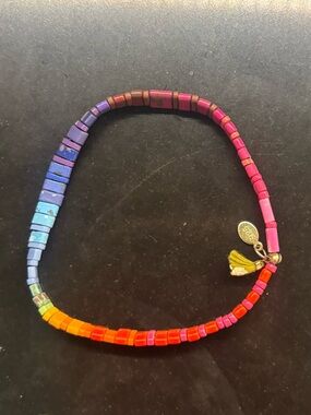 SHASHI Multicolor Rainbow Beaded Bracelet with Gold Tassel Charm
